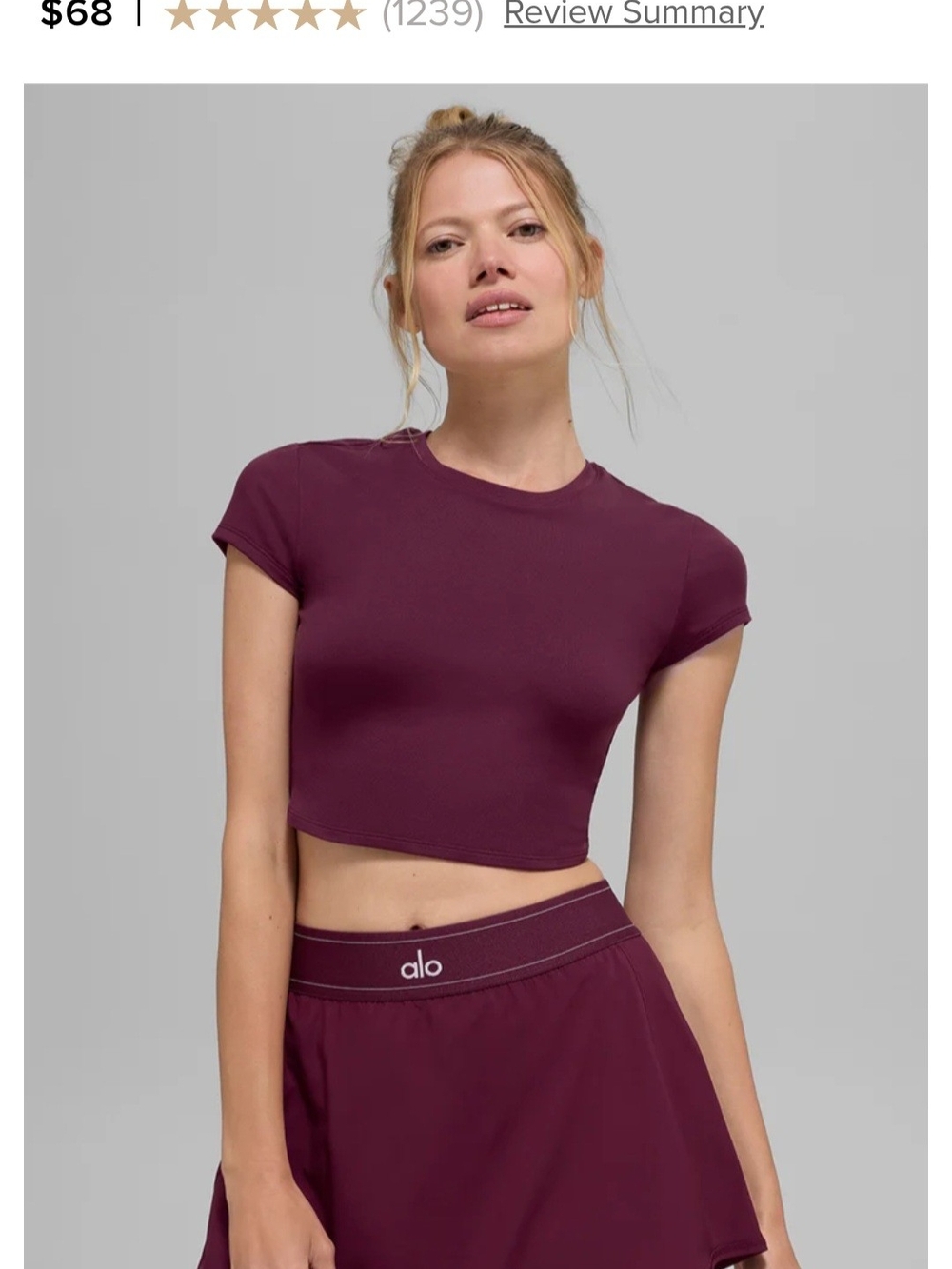ALO Yoga Short Sleeve Crop Top in Plum